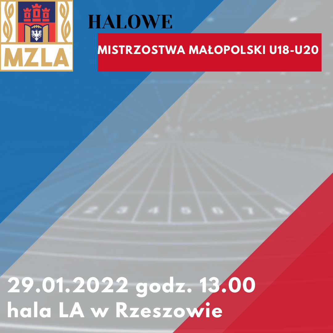 plakat halowe mistrzostwa małopolski U18-20 2022 rzeszów